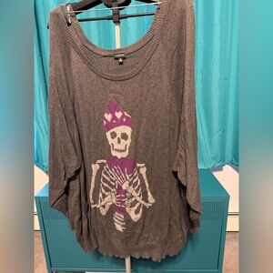 Torrid size 6 Gray Knit Sweater with skeleton